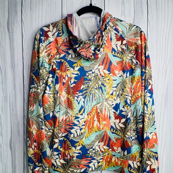Women's Coastal Hideaway Suncover Hoody Leaf Print Pattern Small Hooded - Picture 3 of 7